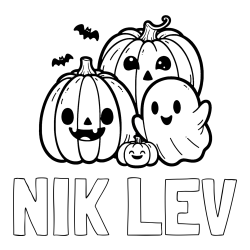 Online izdelana pobarvanka - Pobarvanka imena NIK LEV in pobarvanka duhca in buč za noč čarovnic