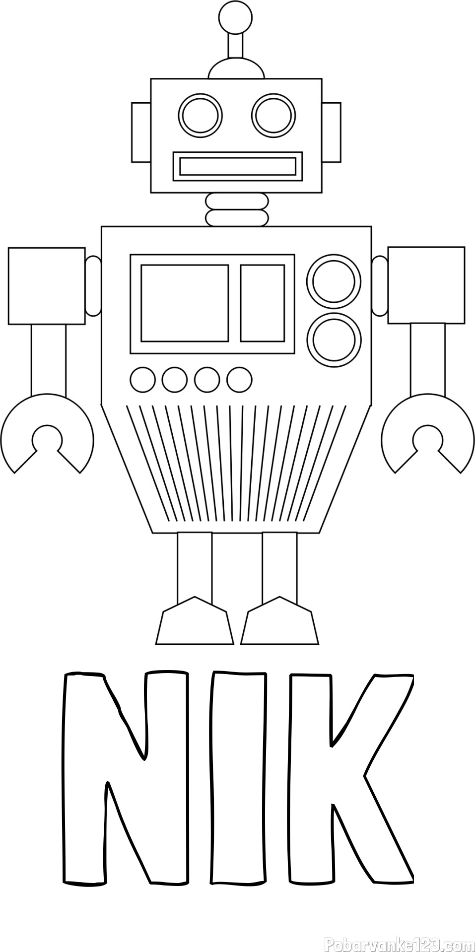 Pobarvanka imena NIK ter robota