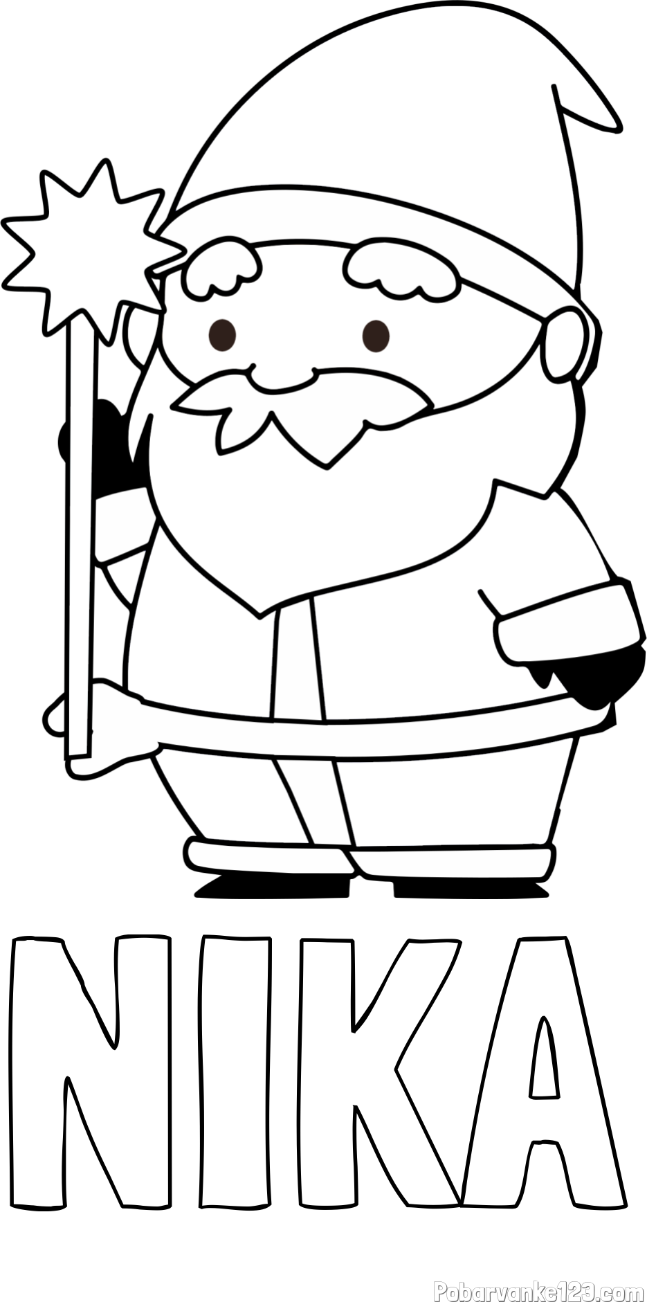 Pobarvanka imena NIKA in dedek Mraz