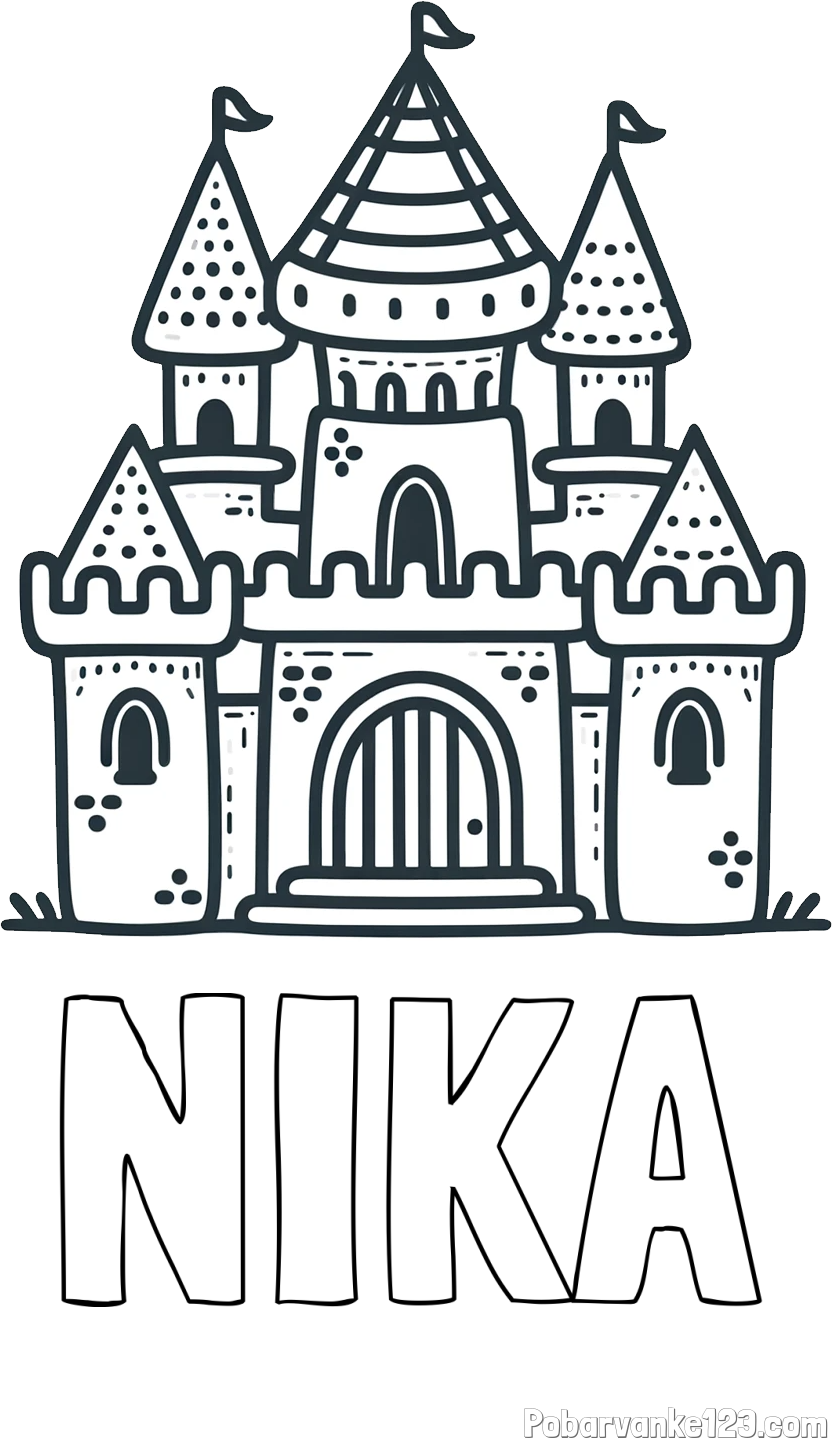Pobarvanka imena NIKA in otroška pobarvanka gradu