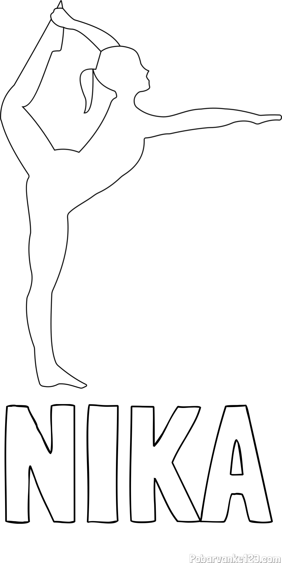 Pobarvanka imena NIKA in pobarvanka baletke med ogrevanjem