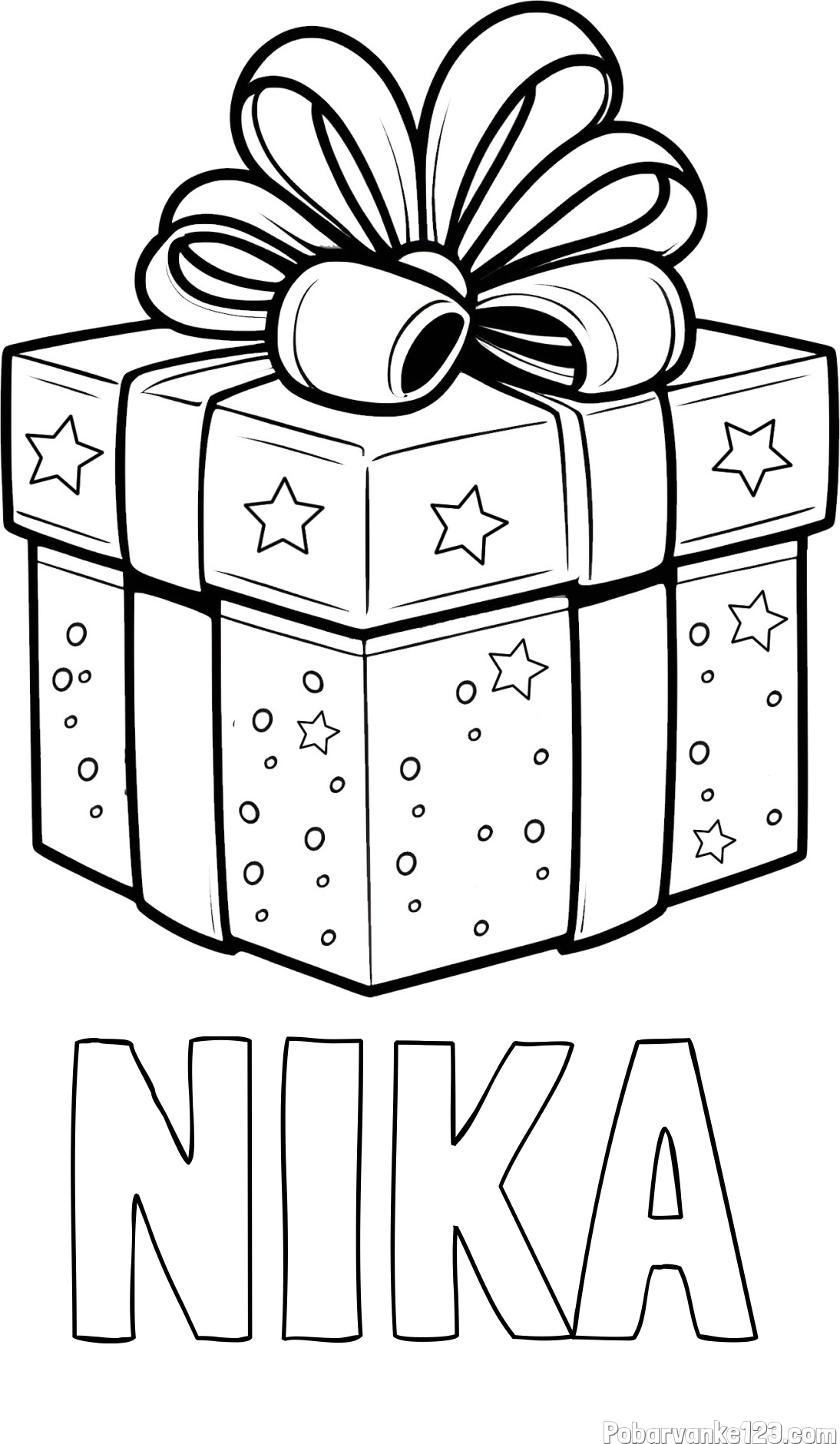 Pobarvanka imena NIKA in pobarvanka božičnega darila