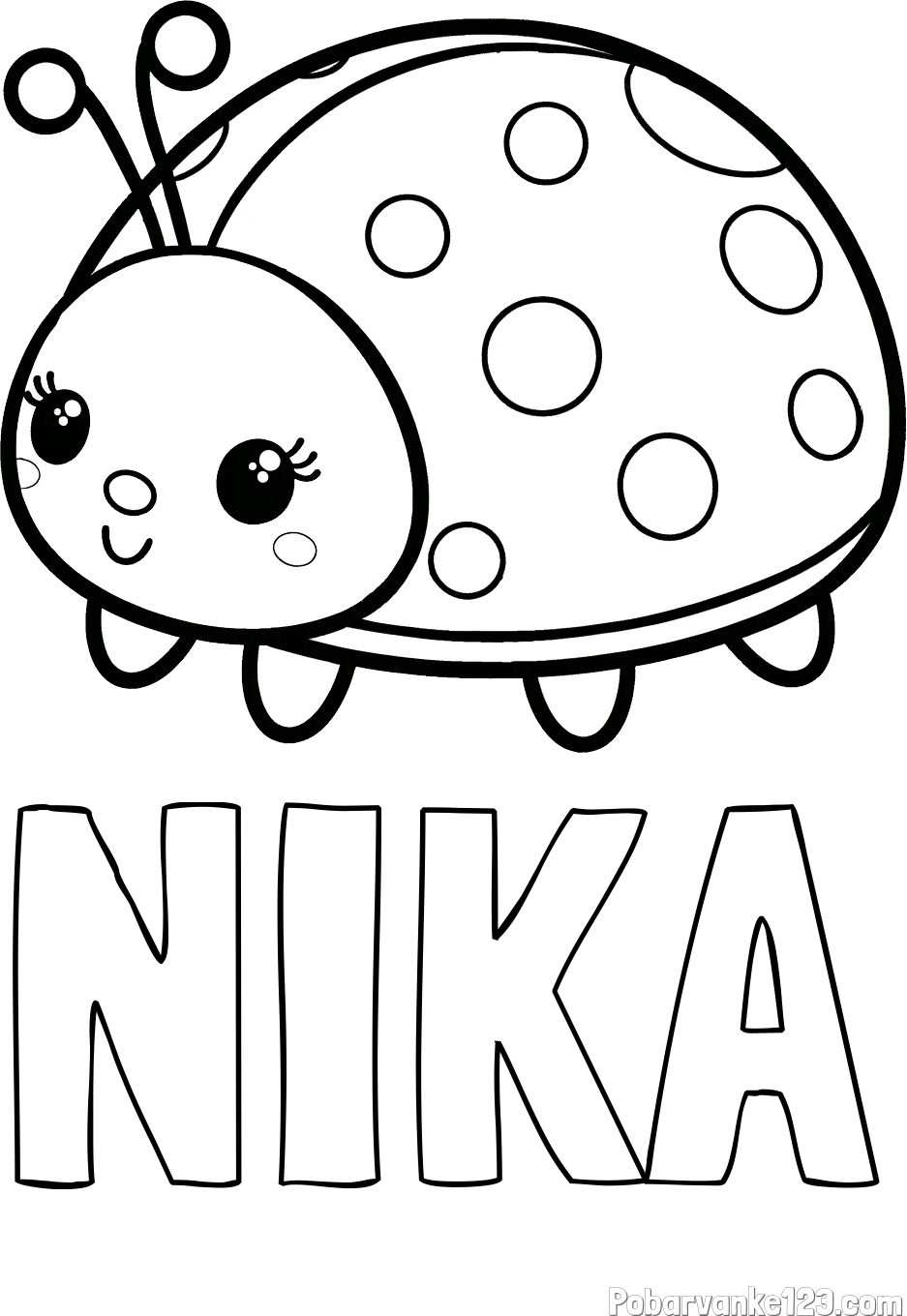 Pobarvanka imena NIKA in pobarvanka ljubke pikapolonice
