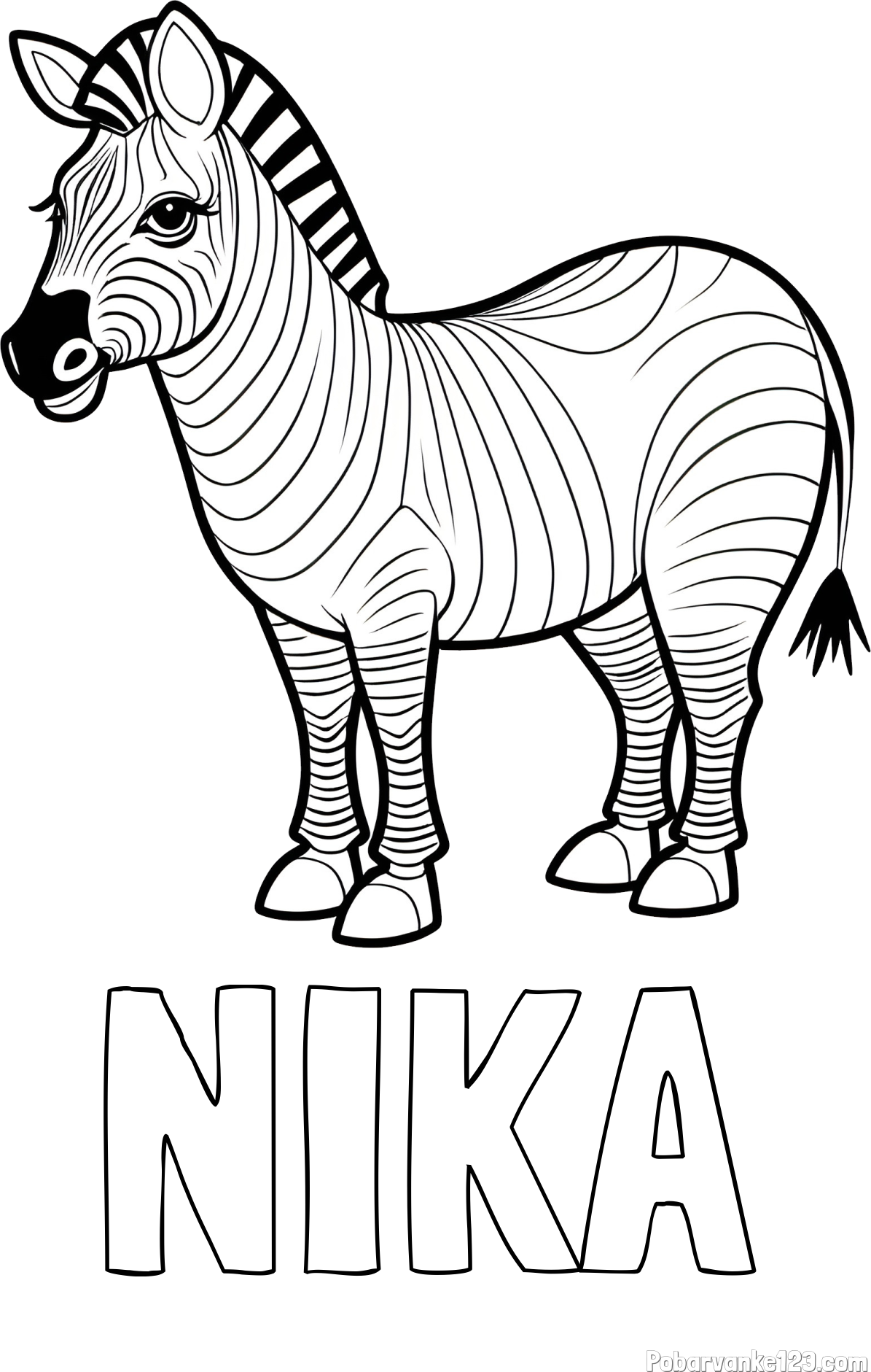 Pobarvanka imena NIKA in pobarvanka ljubke zebre