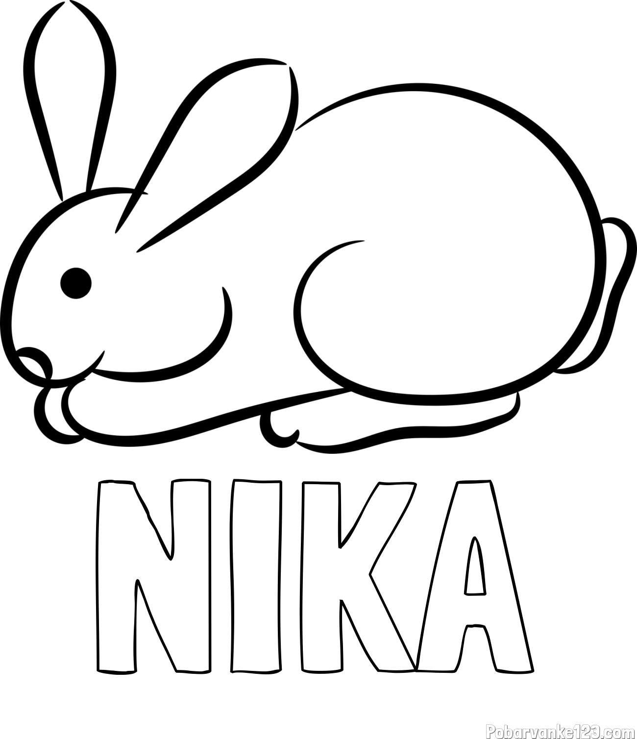 Pobarvanka imena NIKA in pobarvanka majhnega zajčka