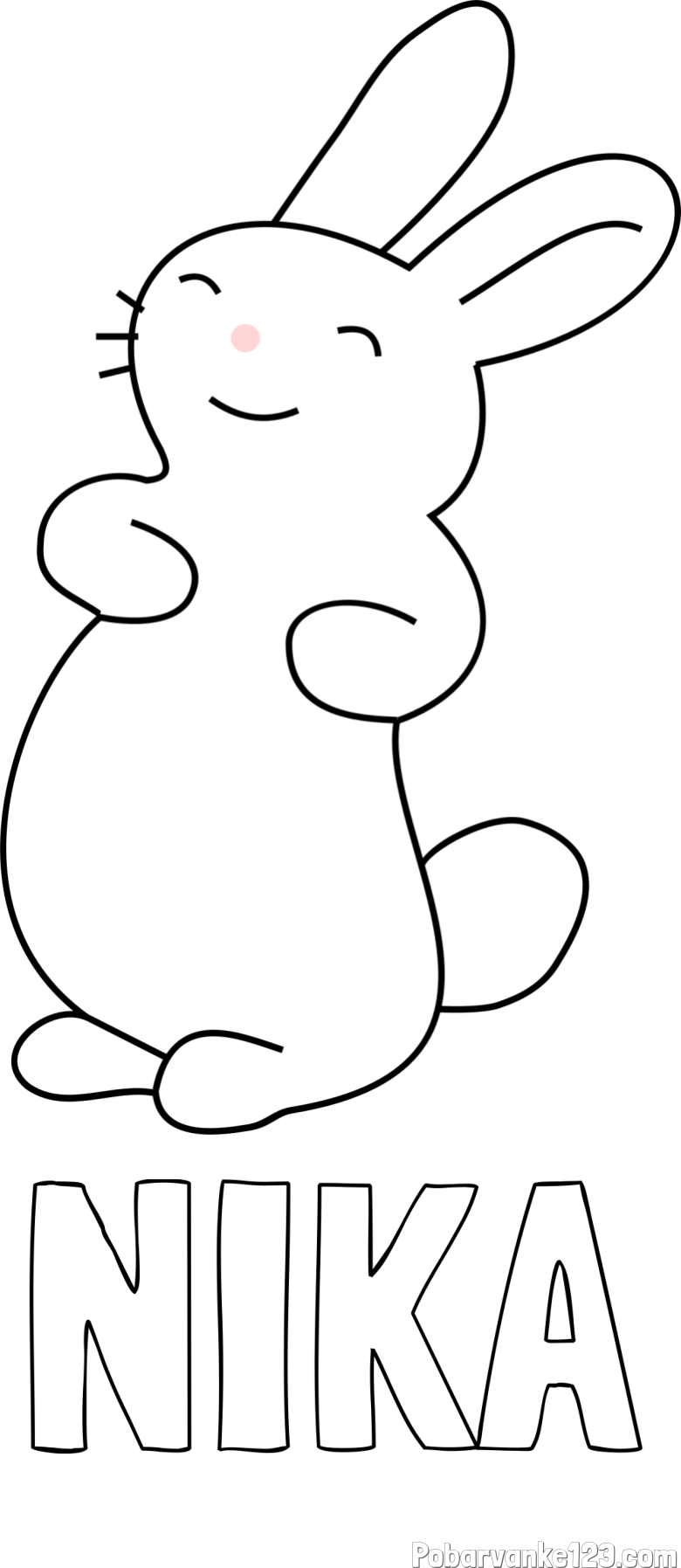 Pobarvanka imena NIKA in pobarvanka nasmejanega zajčka