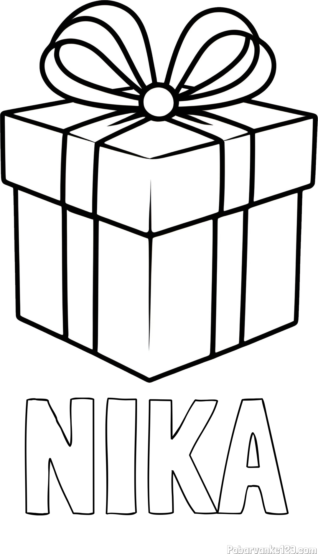 Pobarvanka imena NIKA in pobarvanka preprostega darila