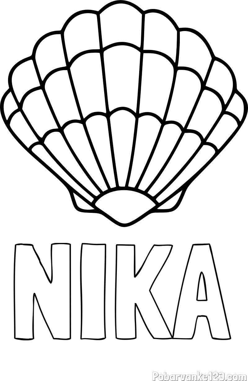 Pobarvanka imena NIKA in pobarvanka školjke