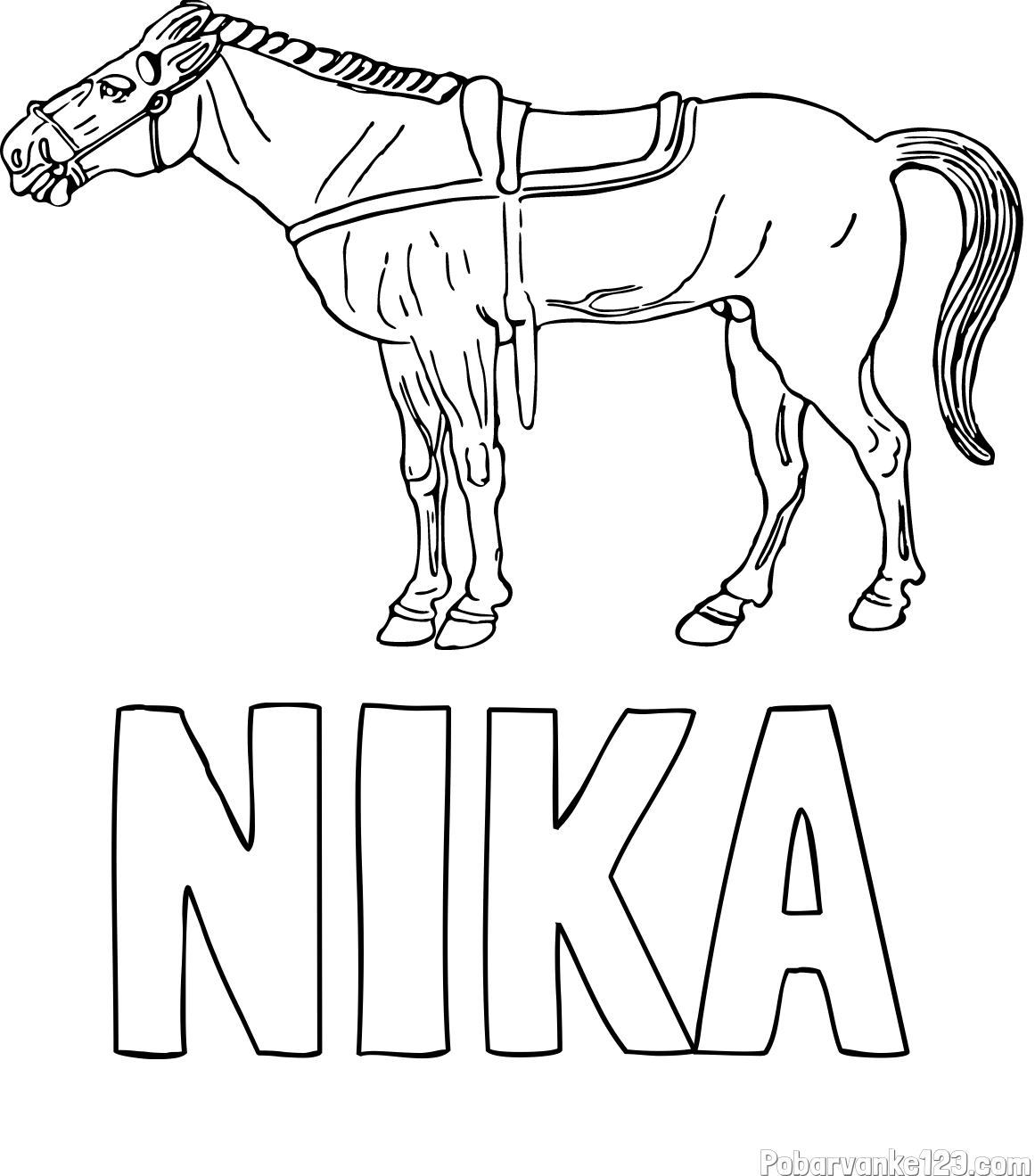 Pobarvanka imena NIKA in pobarvanka starega konja