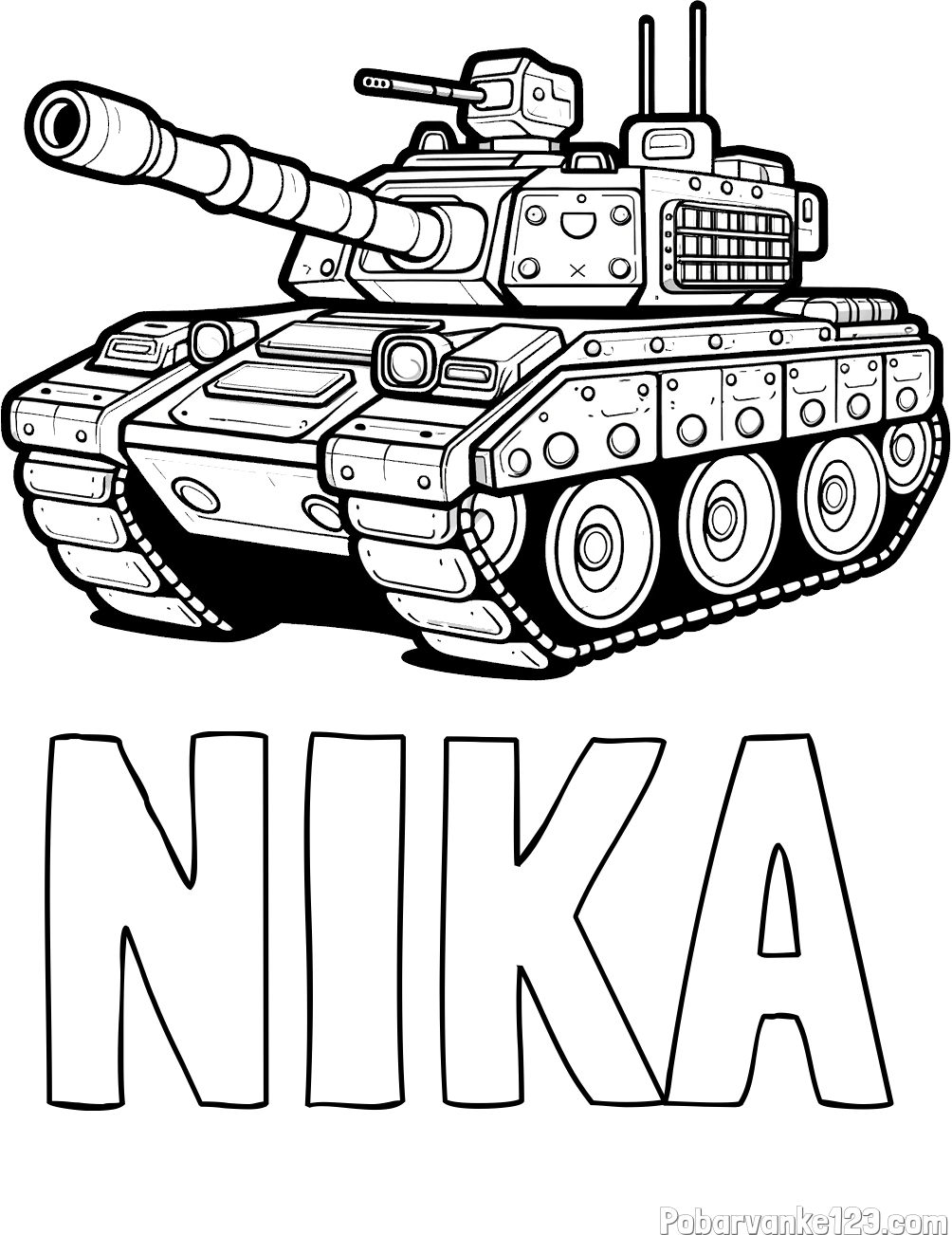 Pobarvanka imena NIKA in pobarvanka tanka