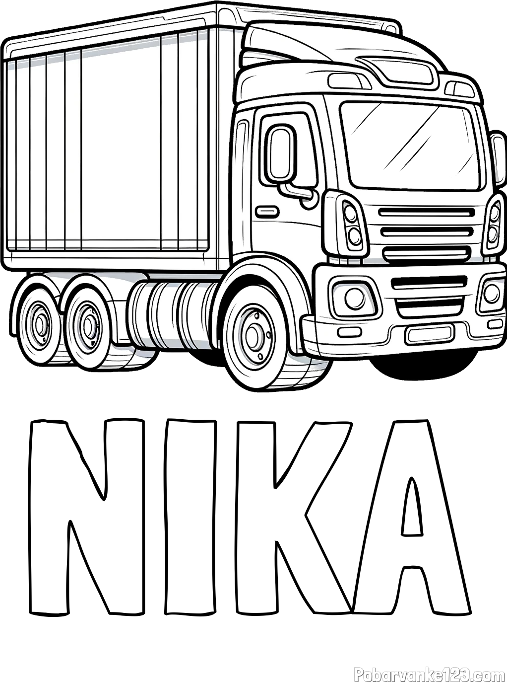 Pobarvanka imena NIKA in pobarvanka velikega tovornjaka