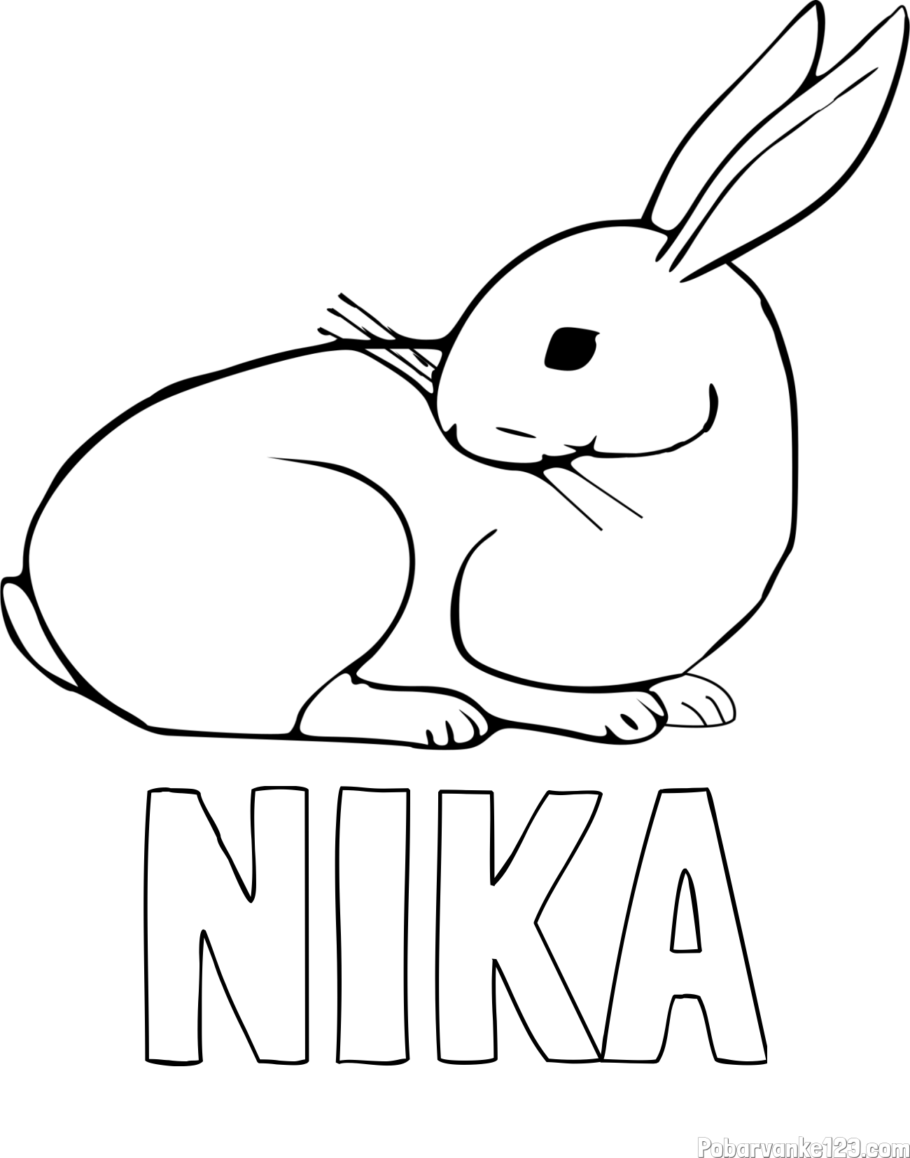 Pobarvanka imena NIKA in pobarvanka zajčka, ki je nekaj opazil