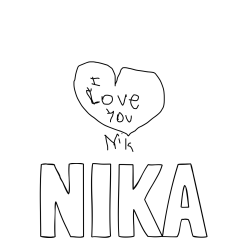 Online izdelana pobarvanka - Pobarvanka imena NIKA in za Nika