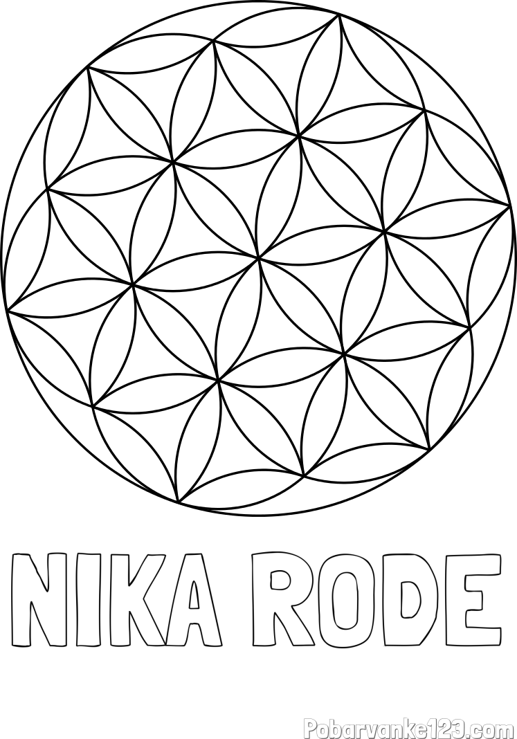 Pobarvanka imena NIKA RODE in mandale 2