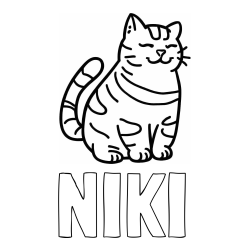 Online izdelana pobarvanka - Pobarvanka imena NIKI in pobarvanka debelušne mačke