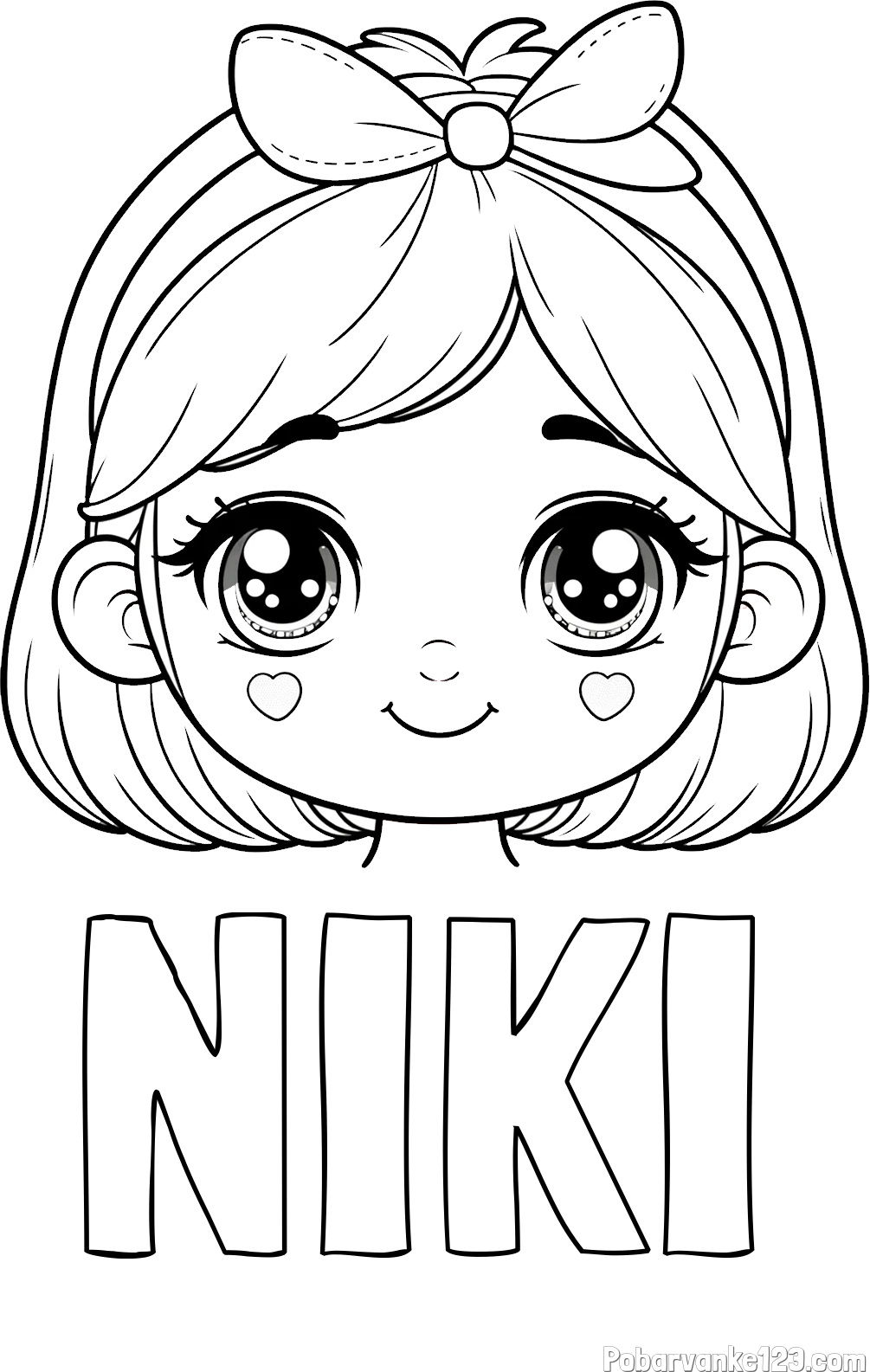 Pobarvanka imena NIKI in pobarvanka obraza ljubke punčke