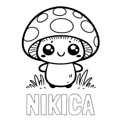 Online izdelana pobarvanka - Pobarvanka imena NIKICA in otroška pobarvanka gobe