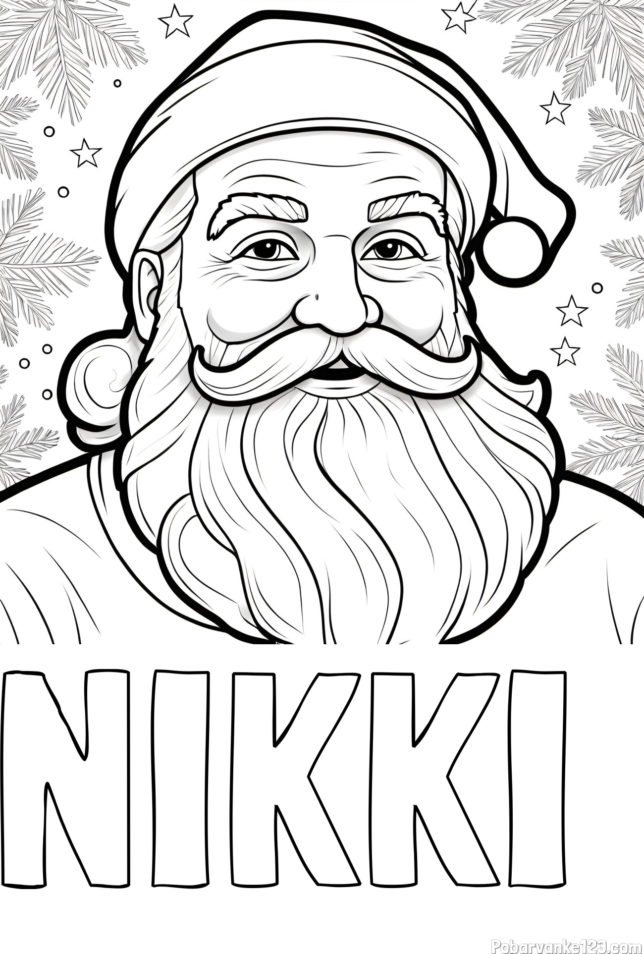 Pobarvanka imena NIKKI  in Čudovita pobarvanka nasmejanega Božička