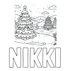 Online izdelana pobarvanka - Pobarvanka imena NIKKI in pobarvanka božične smrečice v naravi