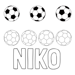 Online izdelana pobarvanka - Pobarvanka imena NIKO in pobarvanka nogometnih žog