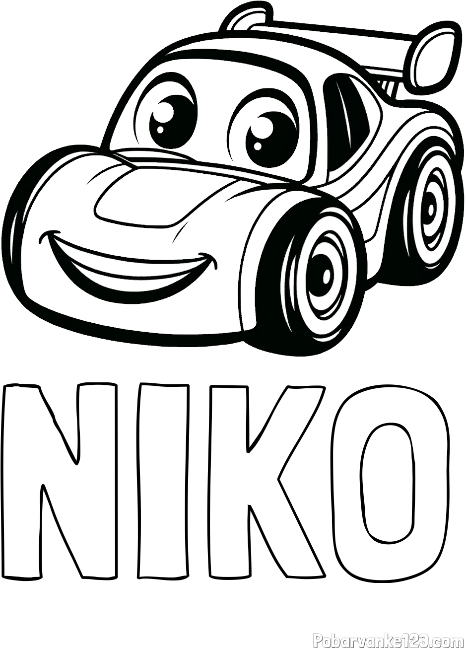 Pobarvanka imena NIKO in pobarvanka otroškega avtomobila