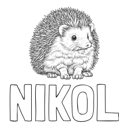 Online izdelana pobarvanka - Pobarvanka imena NIKOL in pobarvanka nasmejanega ježa