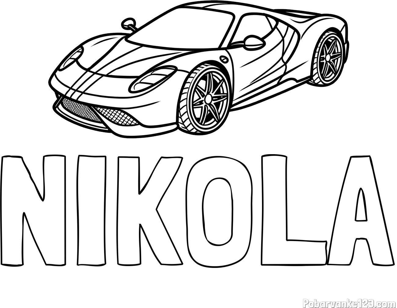 Pobarvanka imena NIKOLA in pobarvanka dirkalnega avtomobila