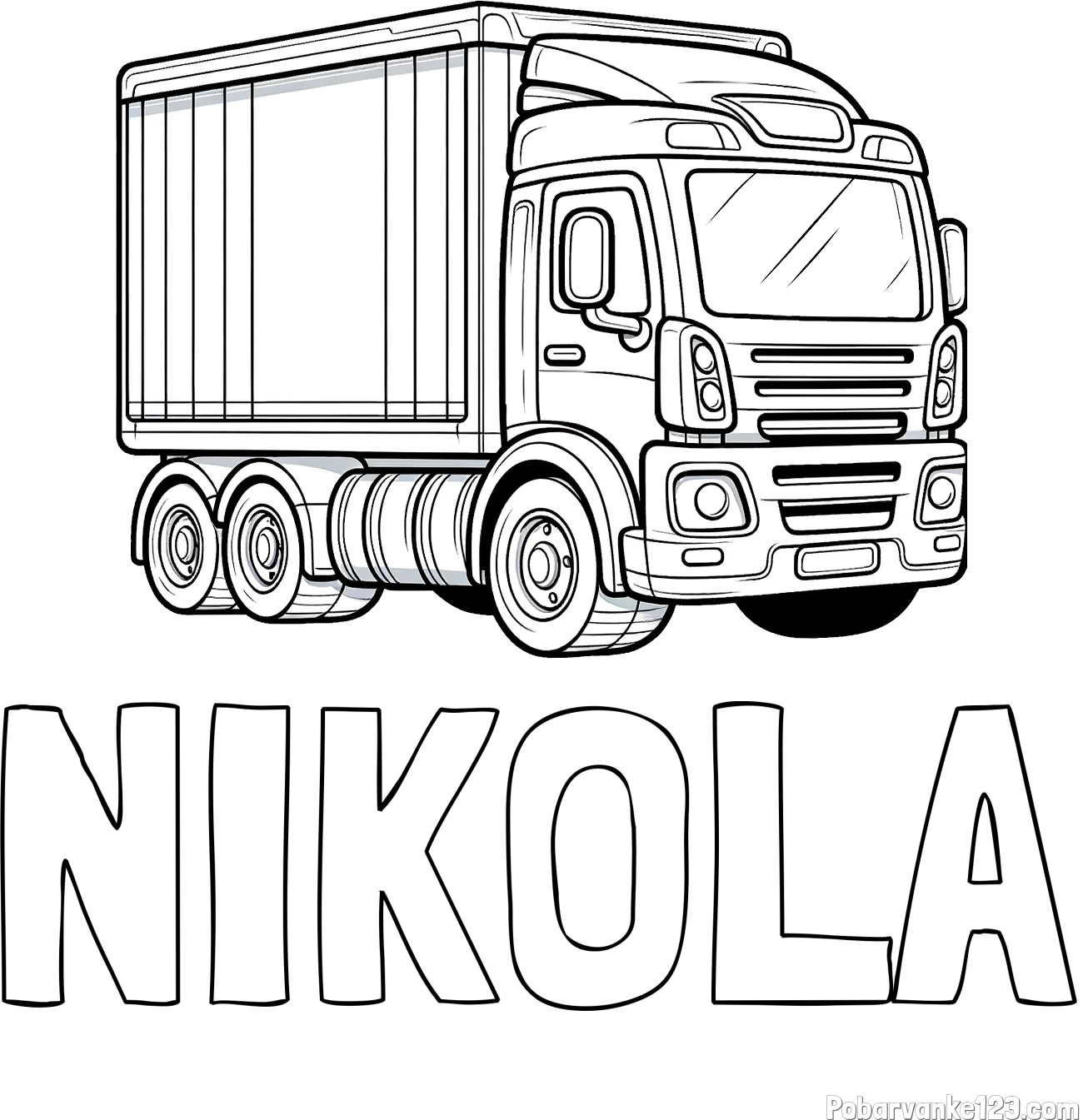 Pobarvanka imena NIKOLA in pobarvanka velikega tovornjaka