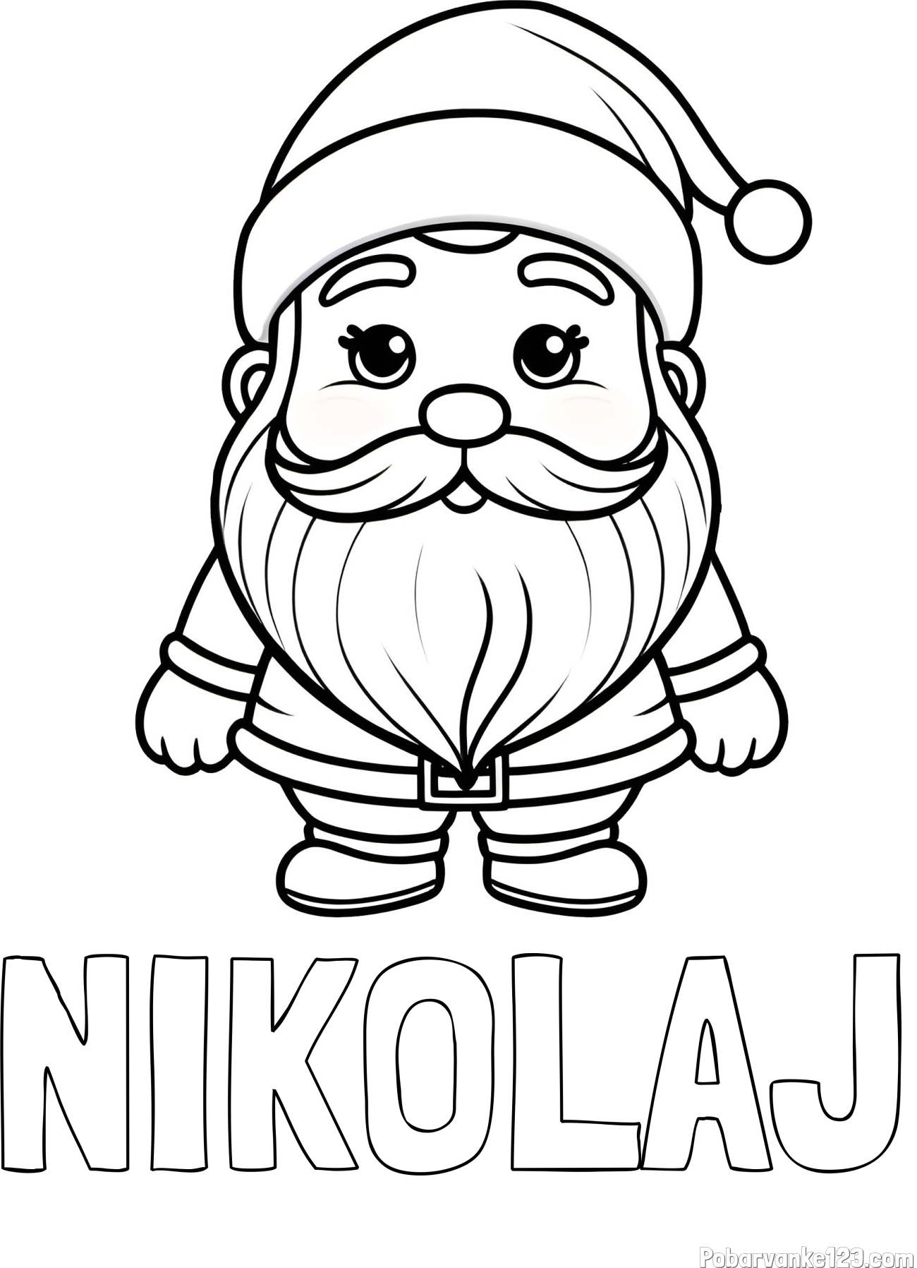 Pobarvanka imena NIKOLAJ in otroška pobarvanka ljubkega Božička