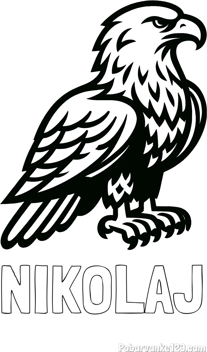 Pobarvanka imena NIKOLAJ in pobarvanka  majhnega orla