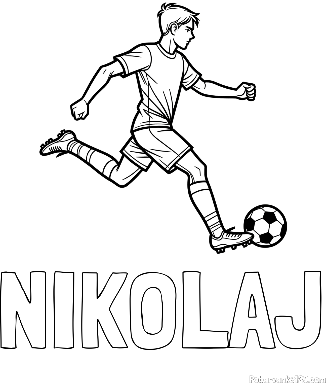 Pobarvanka imena NIKOLAJ in pobarvanka nogometaša v napadu