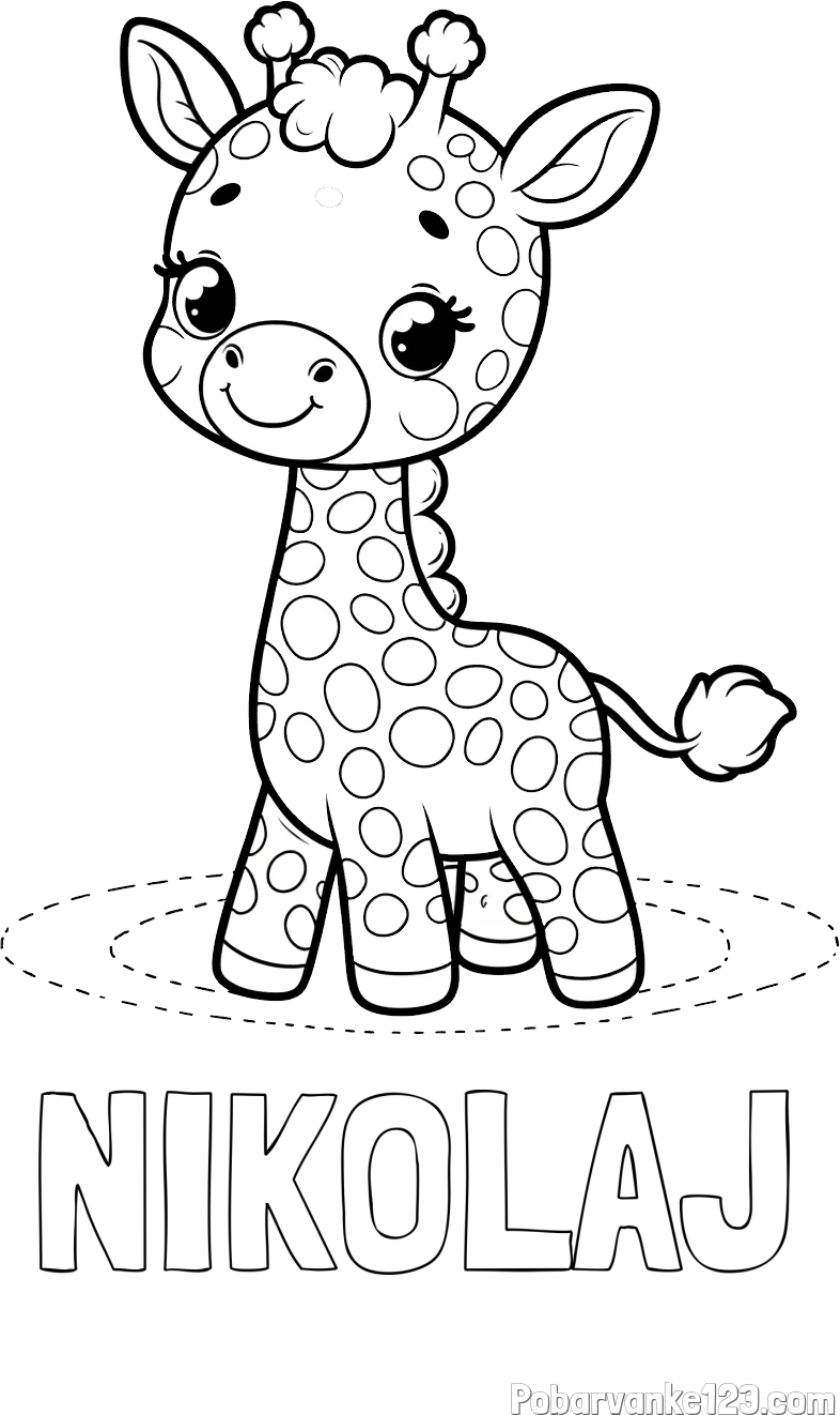 Pobarvanka imena NIKOLAJ in pobarvanka žirafe