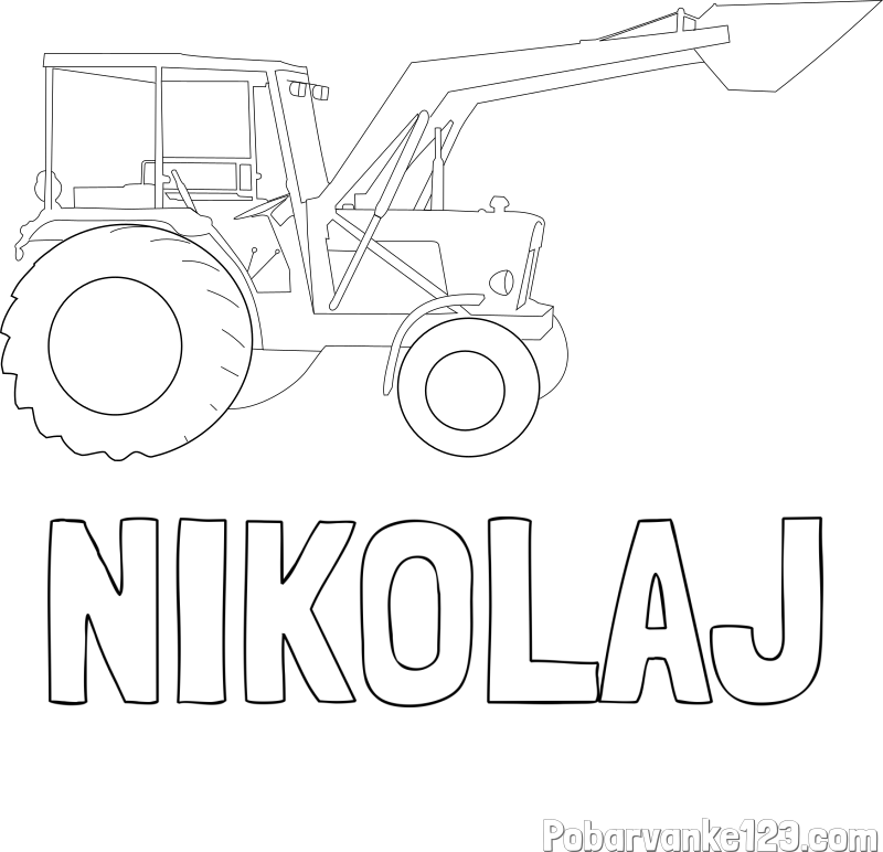 Pobarvanka imena NIKOLAJ in traktor 2