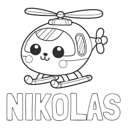 Online izdelana pobarvanka - Pobarvanka imena NIKOLAS in otroška pobarvanka helikopterja