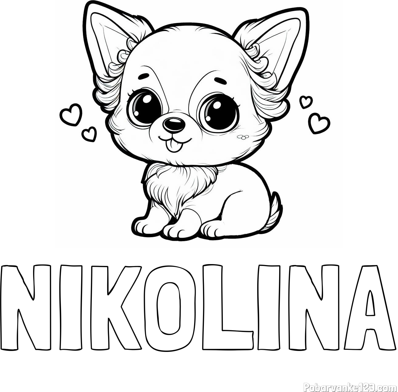 Pobarvanka imena NIKOLINA in pobarvanka čivave