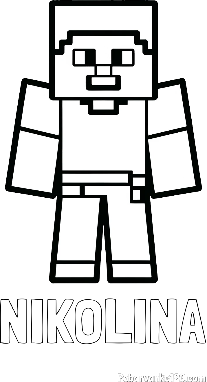 Pobarvanka imena NIKOLINA in pobarvanka Minecraft figurice