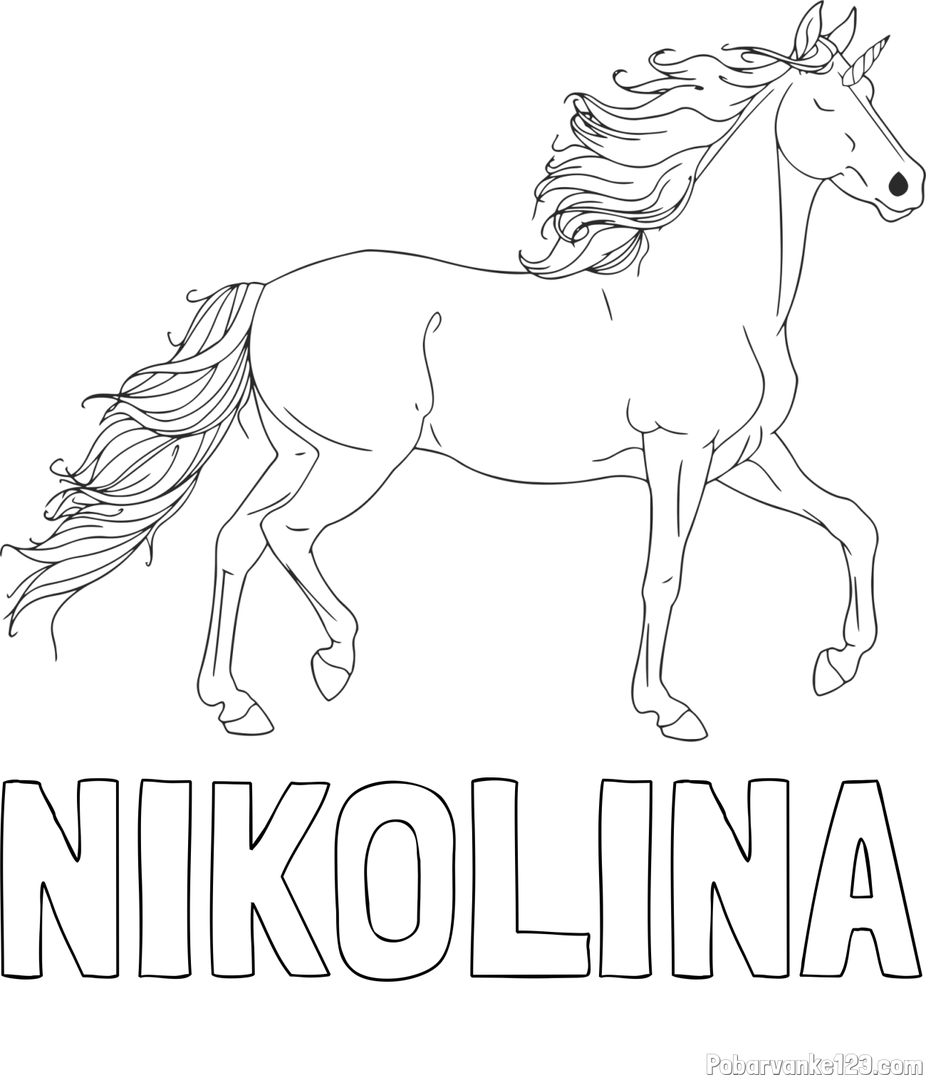 Pobarvanka imena NIKOLINA in samorog