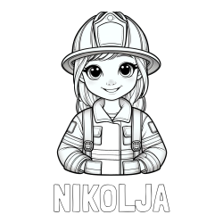 Online izdelana pobarvanka - Pobarvanka imena NIKOLJA in pobarvanka ljubke gasilke