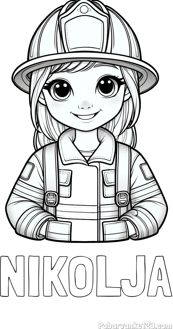 Pobarvanka imena NIKOLJA in pobarvanka ljubke gasilke