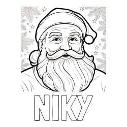 Online izdelana pobarvanka - Pobarvanka imena NIKY in Čudovita pobarvanka nasmejanega Božička