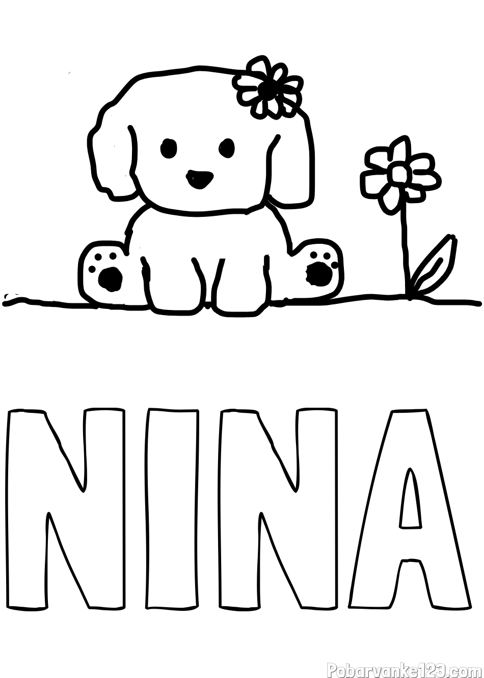 Pobarvanka imena NINA in KUŽIKA