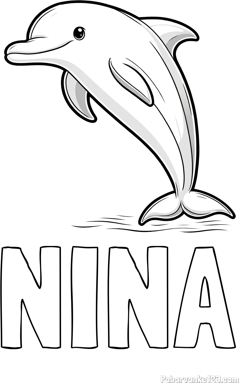 Pobarvanka imena NINA in pobarvanka delfina