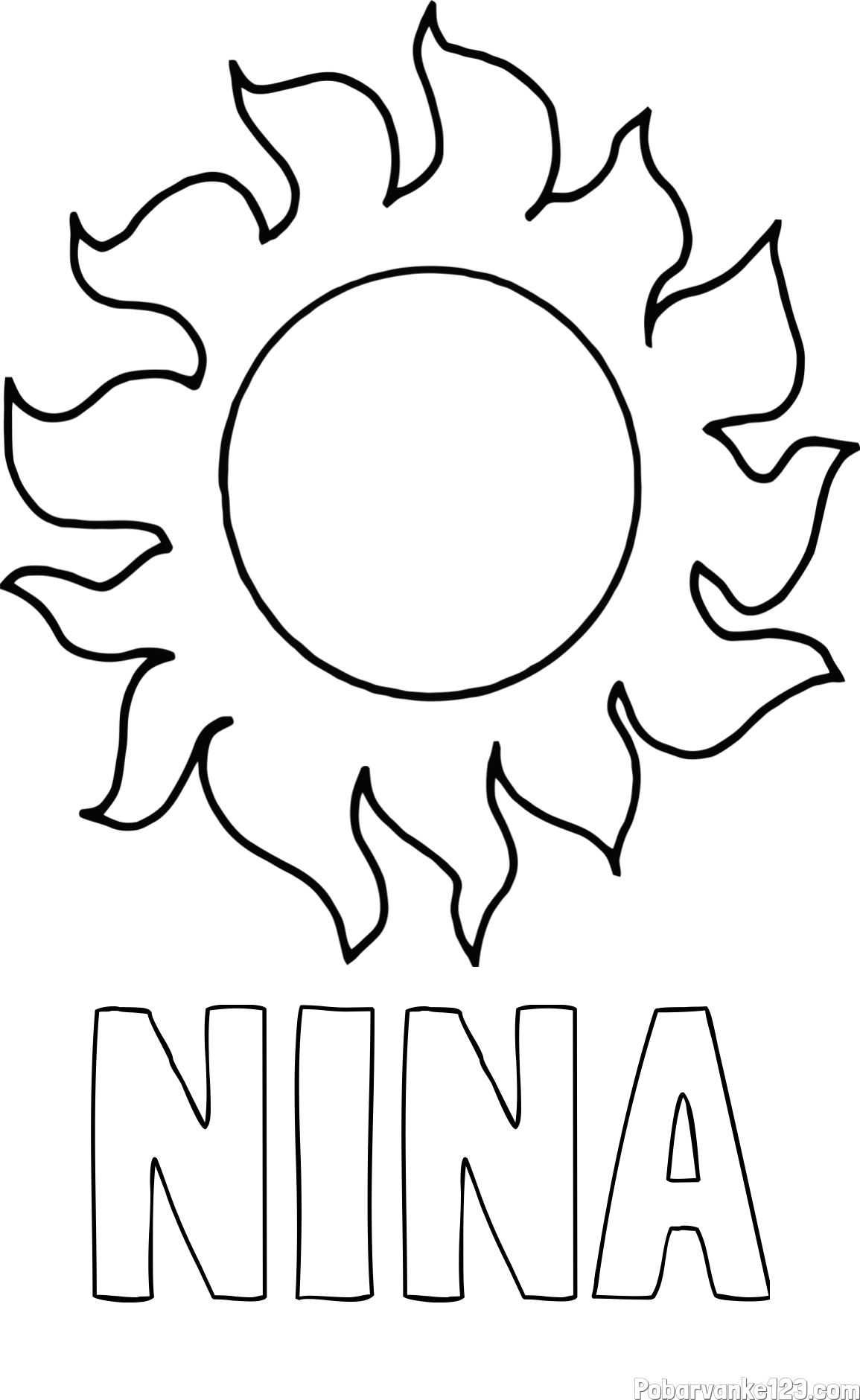 Pobarvanka imena NINA in pobarvanka sonca