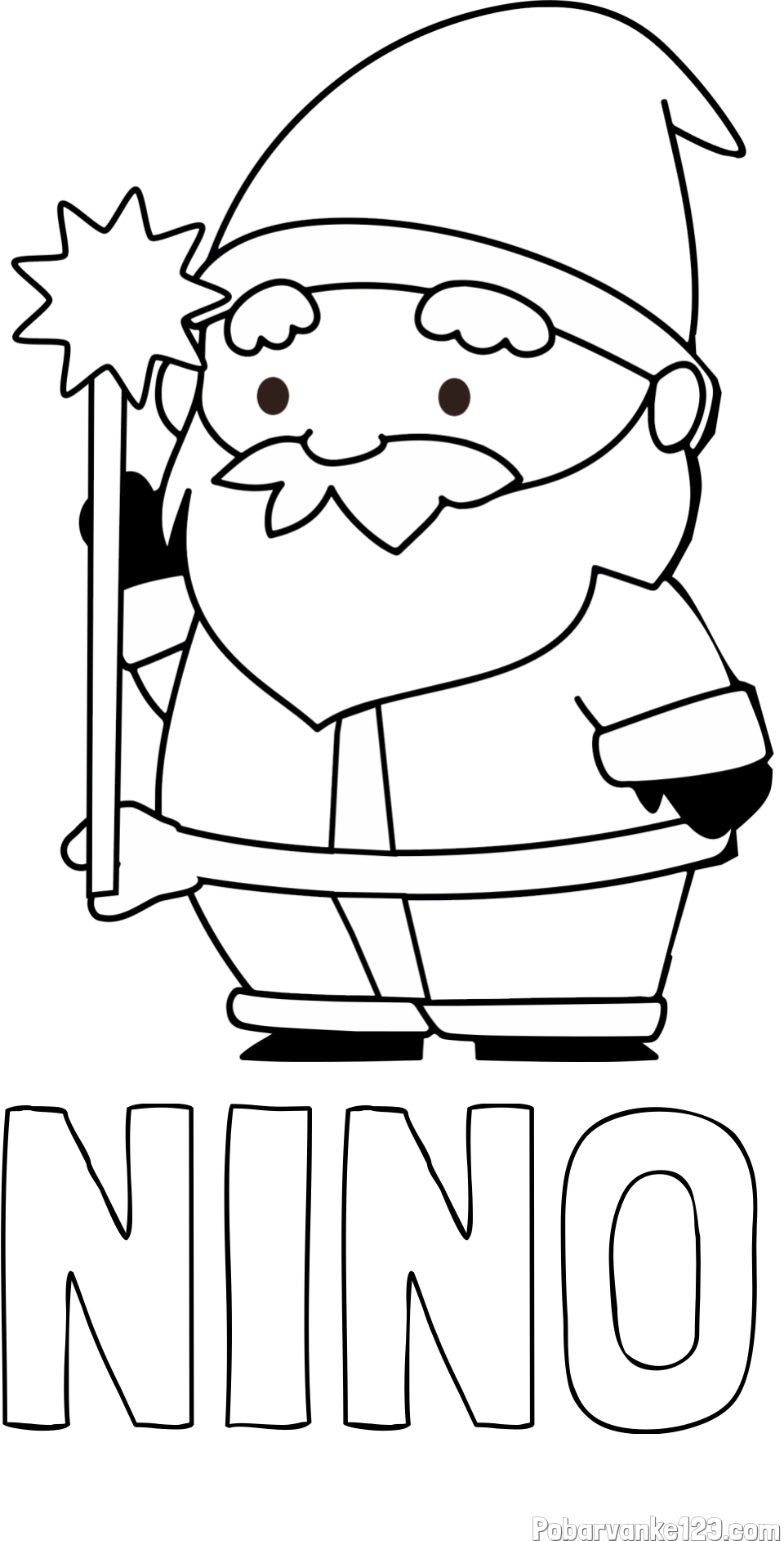 Pobarvanka imena NINO in dedek Mraz