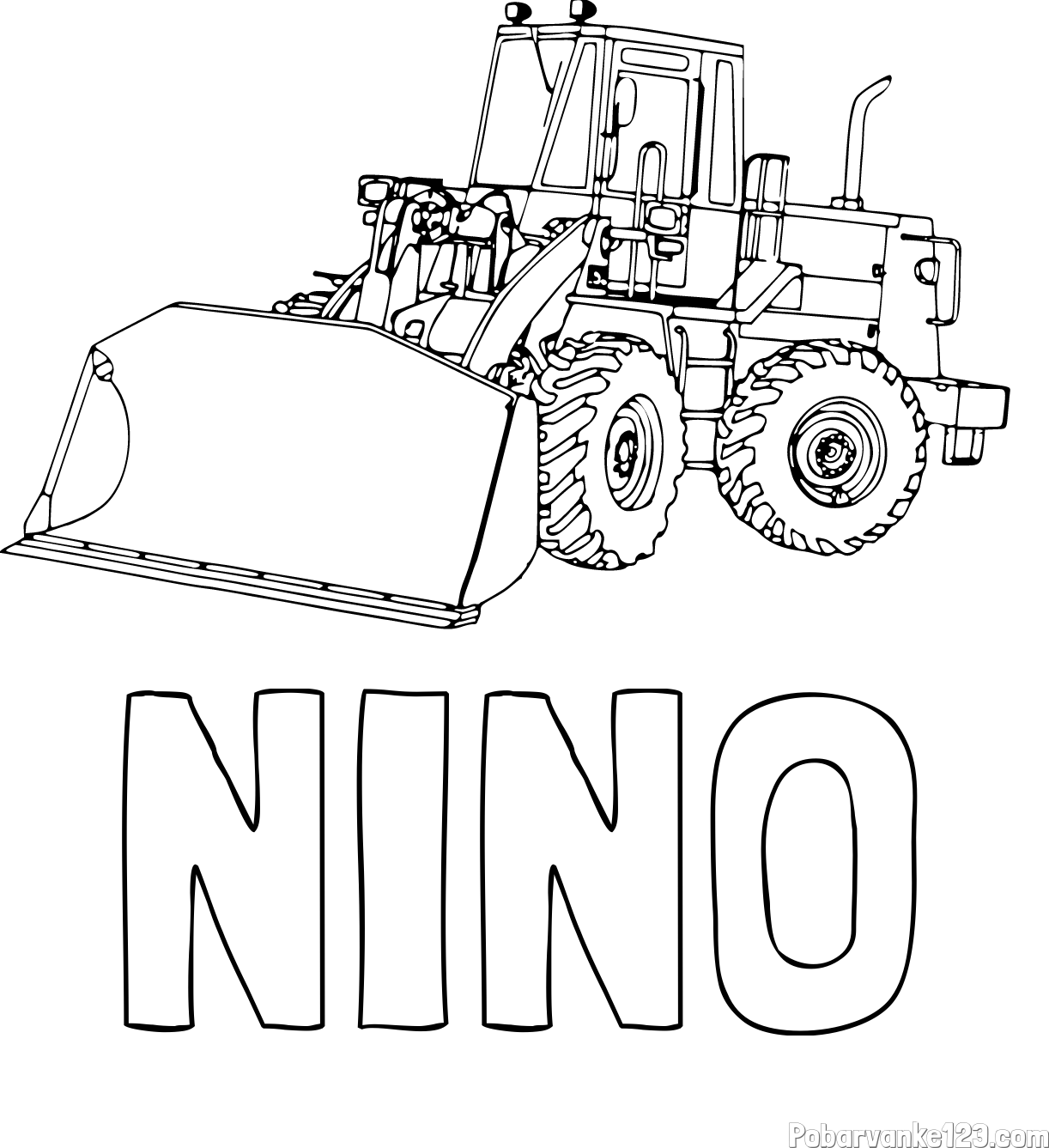 Pobarvanka imena NINO in pobarvanka velikega bagra