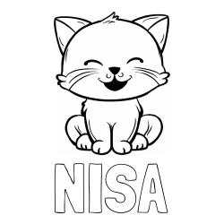 Online izdelana pobarvanka - Pobarvanka imena NIŠA in pobarvanka prikupne mačke