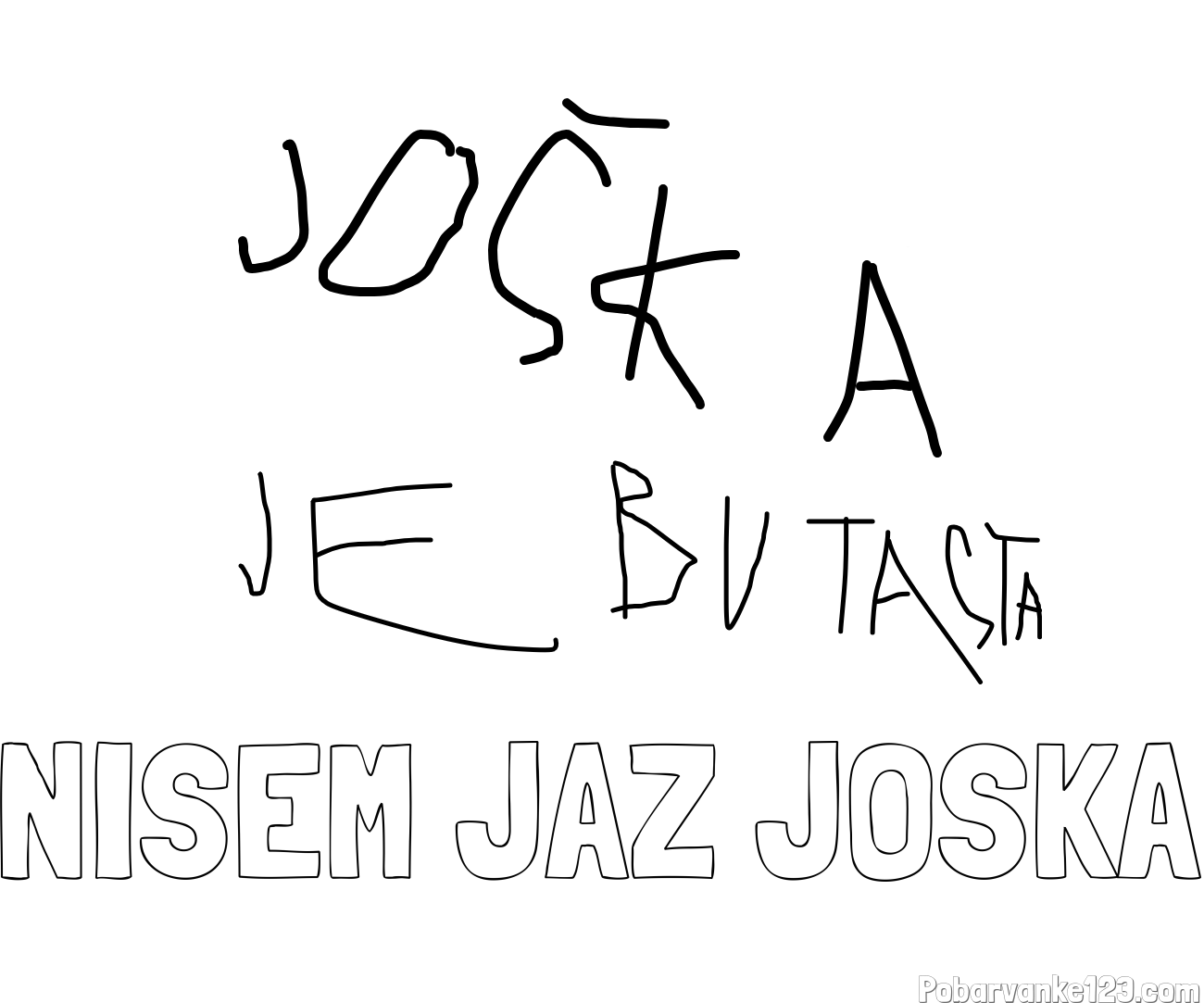 Pobarvanka imena NISEM JAZ JOŠKA in butasta joška