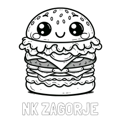 Online izdelana pobarvanka - Pobarvanka imena NK ZAGORJE in otroška pobarvanka nasmejanega hamburgerja