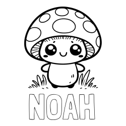 Online izdelana pobarvanka - Pobarvanka imena NOAH in otroška pobarvanka gobe