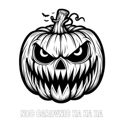 Online izdelana pobarvanka - Pobarvanka imena NOČ ČAROVNIC HA HA HA in pobarvanka zlobne buče za noč čarovnic